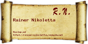 Rainer Nikoletta névjegykártya